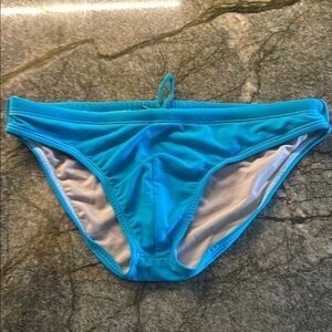 Mens Blue Low-Rise Swim Brief